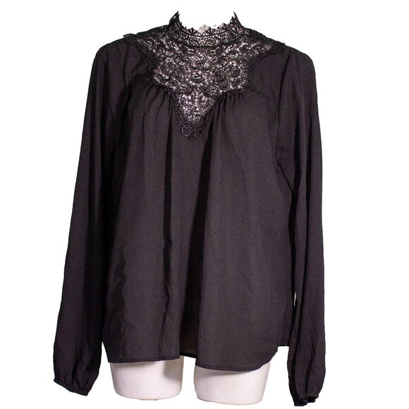 Rue 21 Black Lace Detail Blouse Size Large - Picture 1 of 5